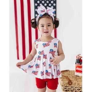 Bums & Roses  Red White & Cute Sleeveless Peplum Tee, Multicolor